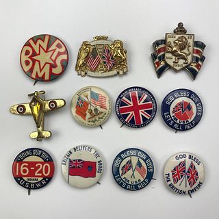 Group of 60 WWII Great Britain Buttons and Pins