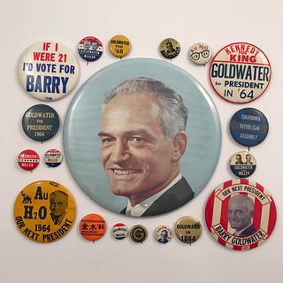  50 1964 Barry Goldwater Buttons Including Several 9"