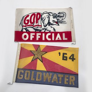 Group of 12 1960s Campaign Antenna Flags , Fans , Posters, Pennant