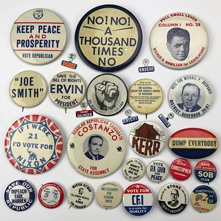 Lot of 100 Various Pre 1970s Political Buttons Pinbacks