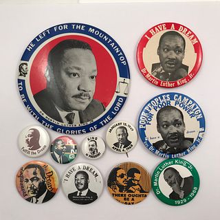 Large Group of Vintage MLK Martin Luther King Buttons