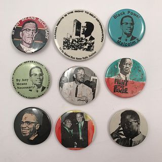 Group of Vintage Rights Activist Malcolm X Buttons