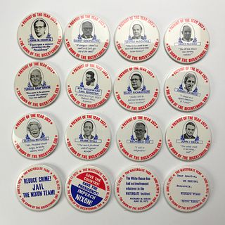  Set 16 Watergate Anti Nixon 1973 Patriot of the Year Buttons
