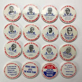 Set of 16 Anti Nixon 1973 Patriot of the Year Buttons