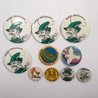 Group of 10 George McGovern Includes Robinhood Buttons