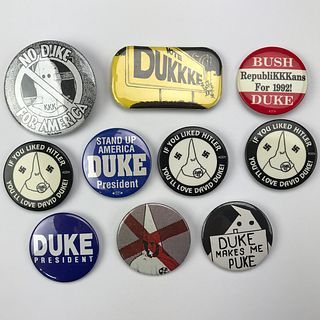 Group of 62 David Duke & KKK Related Political Buttons