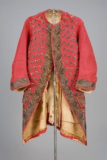 YOUNG GENTS METALLIC EMBROIDERED SILK COAT, 1750 - 1770.