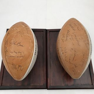 Two Vintage San Francisco 49ers Multi Signed Footballs 1966 1967 with COA