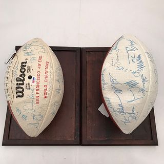 Two Vintage 1985 San Francisco 49ers Signed Team Footballs with COA