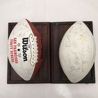 Two Vintage San Francisco 49ers Signed Team Footballs 1988 1989 with COA