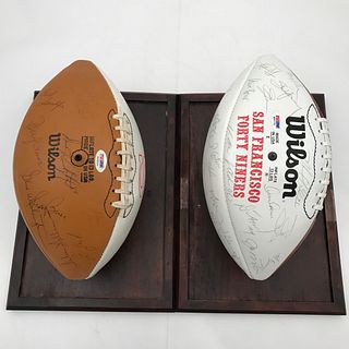Two Vintage 1990 San Francisco 49ers Signed Team Footballs with COA