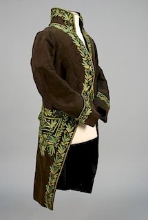 GENTS CUT VELVET COAT with EMBROIDERY, LATE 18th C.