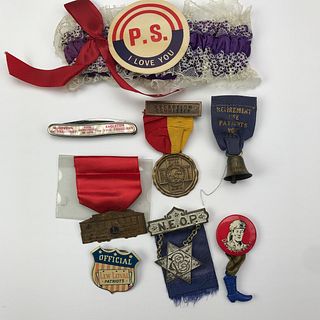 Older 45 Novelty & Oddity Ribbons, Buttons, Pins Group