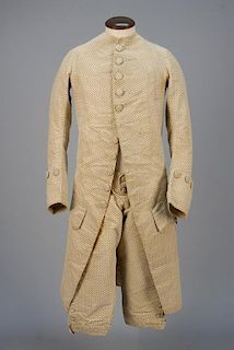 GENTS ENGLISH PRINTED VELVET TWO-PIECE SUIT, 1770s.