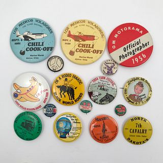 Group of 80 Unique Vintage Festival and Events Buttons