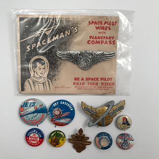 Group of 26 Vintage Sci-Fi Buttons and Pins