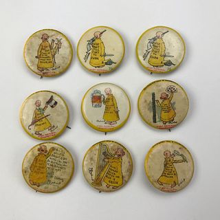 24 Antique Hassan Yellow Kid Admiral Cigarette Buttons