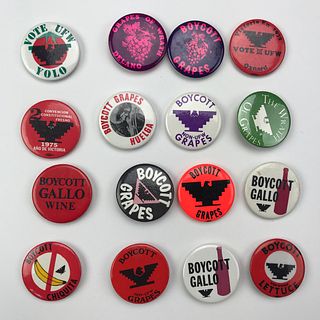Group of Vintage UFW United Farm Workers Union Buttons