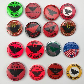 Group 60 United Farm Workers Union UFW Buttons Pinbacks