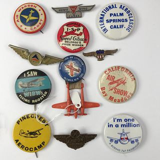 Group of 80 Older Aviation and Aviation Event Buttons 
