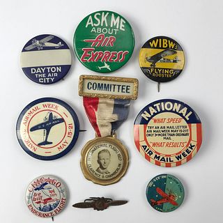 Group of 24 Older Aviation and Airshow Buttons
