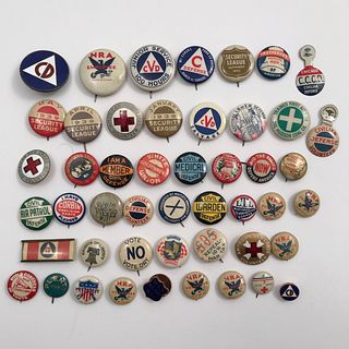 Group of 70 Older Civil Defense and Military Buttons