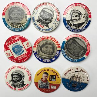 Group of 46 NASA Original 7 Astronauts Mercury Gemini Buttons