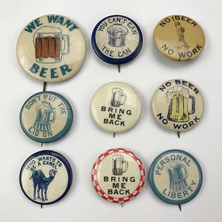 Group of 45 We Want Beer Prohibition Buttons