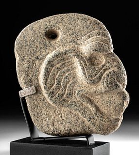Superb Maya Granite Hacha Monkey Head