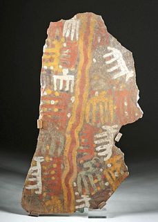 Huge Inca Chucu Painted Stone Plaque - Humans, Animals