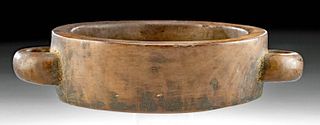Rare Inca Wood Bowl w/ Twin Handles