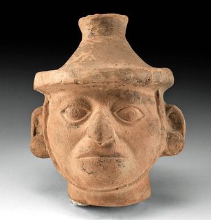 Moche Pottery Portrait Head Vessel