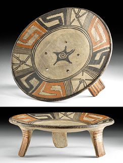 Mixtec Pottery Tripod Strainer w/ Quetzalcoatl Insignia