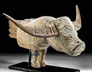 20th C. Indonesian Wood & Horn Buffalo - Art Loss