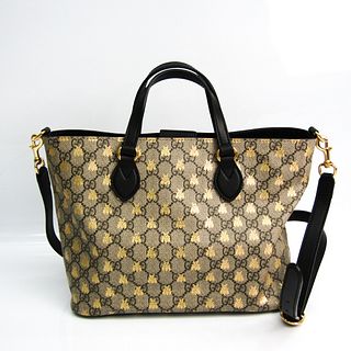 Gucci 473887 Women's GG Supreme,Leather Handbag,Shoulder Bag Beige,Black
