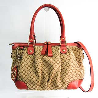 Gucci Sukey 247902 Women's Leather,Canvas Handbag,Shoulder Bag Beige,Brown,Pink Red