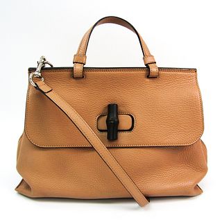 Gucci Daily Bamboo 392013 Women's Leather,Bamboo Handbag,Shoulder Bag Beige