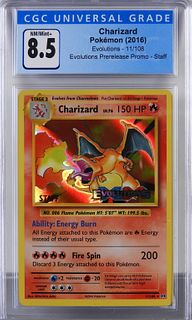 Pokemon Evolutions Charizard Staff Card CGC 8.5