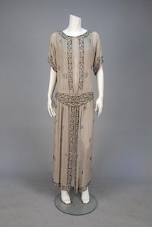 PLUS SIZE BEADED DRESS, 1920s.