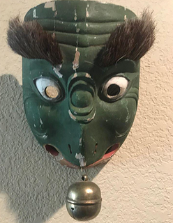 Pair of Bugaku Mask of Korobase, Lacquered Wood, Japan,
