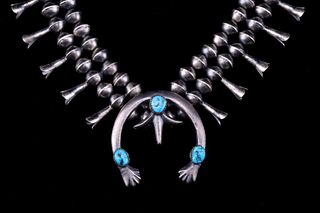 Navajo Old Pawn Style Turquoise Squash Blossom