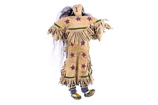 Sioux Star Beaded Hide Child's Doll w/ Real Hair