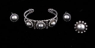 Navajo Sterling Silver Bracelet Ring & Earrings