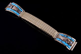 Navajo Gold & Silver Morenci Turquoise Watch Band