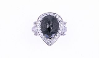 Natural Black & White Diamond 18k Gold Ring
