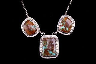 Navajo Silver King's Manassa Turquoise Necklace