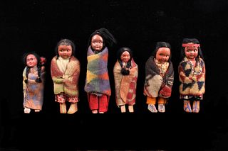 Collection of Squaw Skookum Dolls c. 1920's