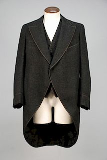 GENTS CUTAWAY WOOL COAT and VEST, EARLY 20th C.
