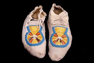 Montana Crow Beaded & Porcupine Quilled Moccasins
