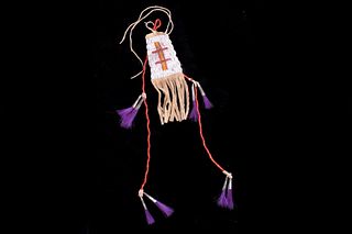 Sioux Beaded & Quilled Hide Tomahawk Drop 19th C.